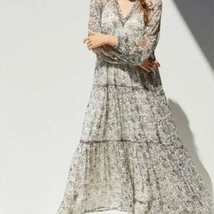 ANTHROPOLOGIE Romilly Bohemian Maxi Dress with Slip and Beaded Detail - Size XS